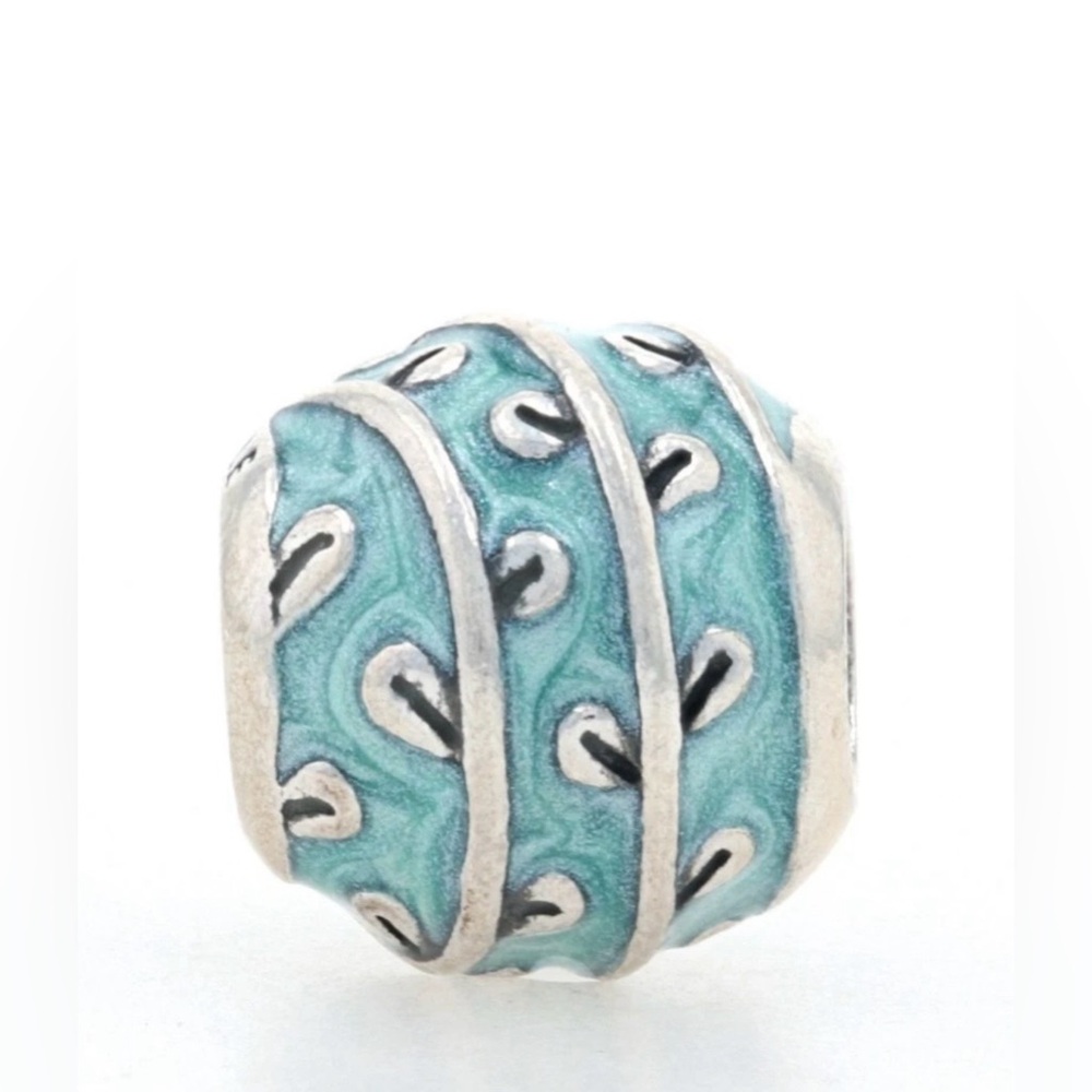 Retired Authentic Pandora Light Blue Enamel Vines Charm. 925 Silver 790525E18
